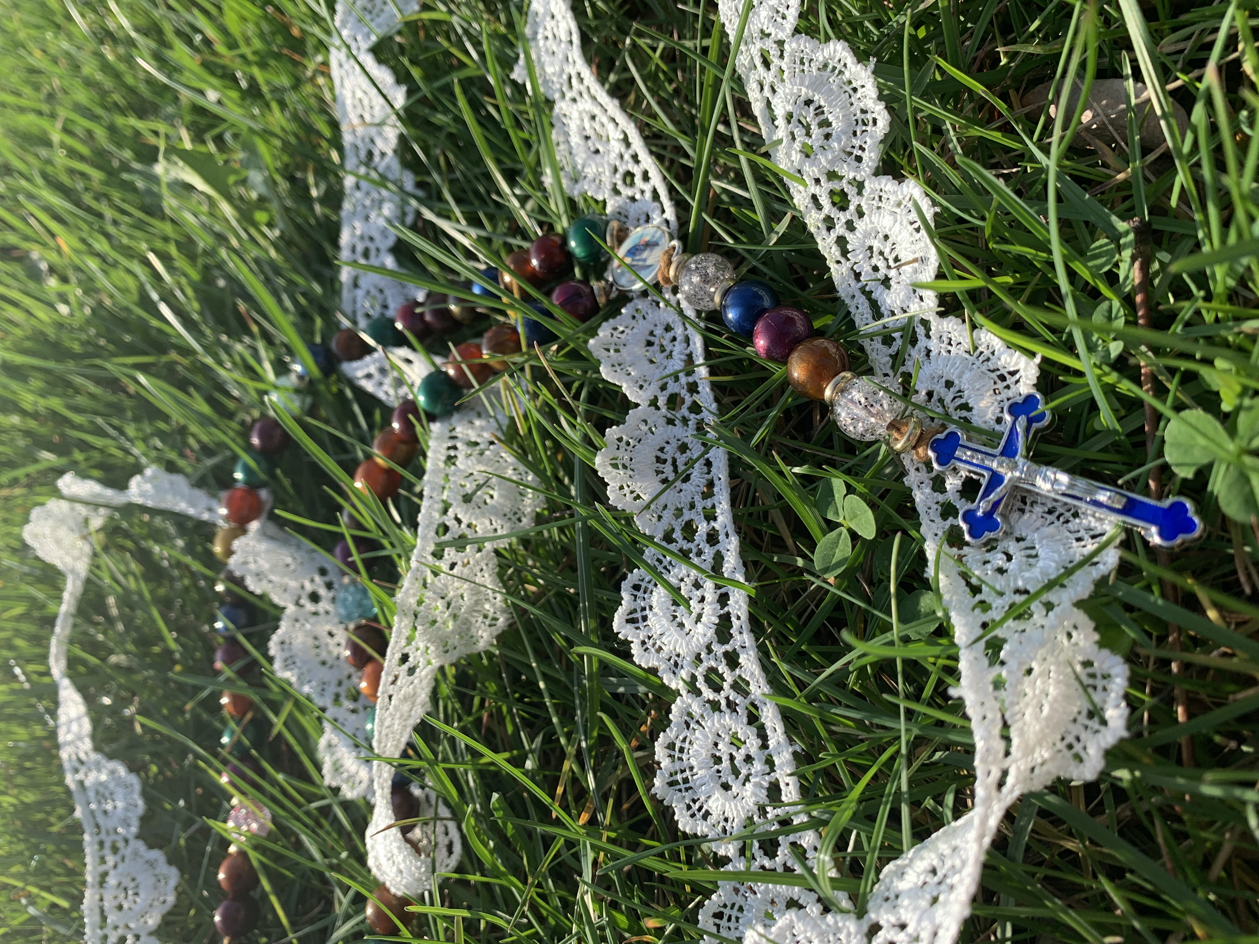 A picture of the rosary outside.